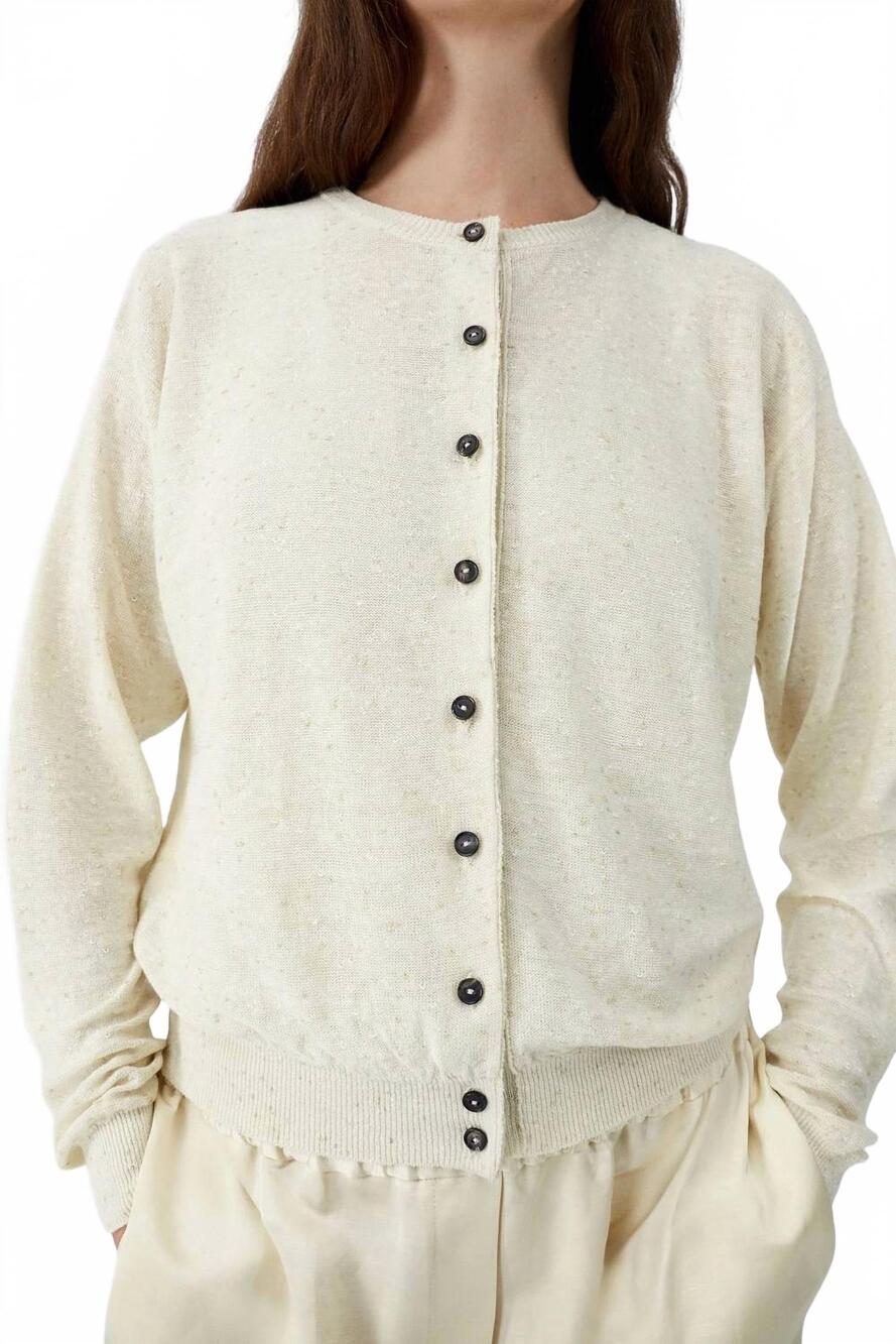 NEW CORDERA linen and cotton flecked cardigan in cream